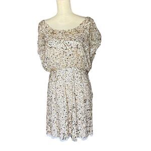 Aidan Mattox Gold Sequin Beaded Blouson Cocktail Dress Size 8